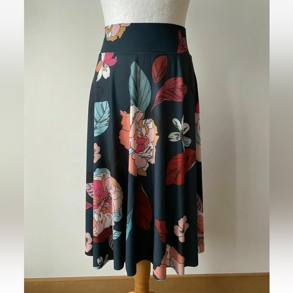 Anna Field Midi Skirt Size 8 Petrol Blue Floral - Picture 1 of 5